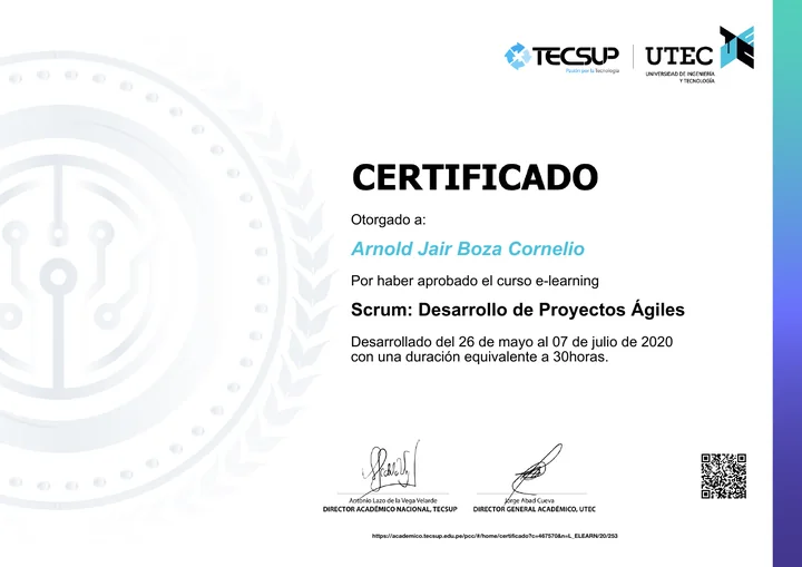 Vista previa del certificado Scrum